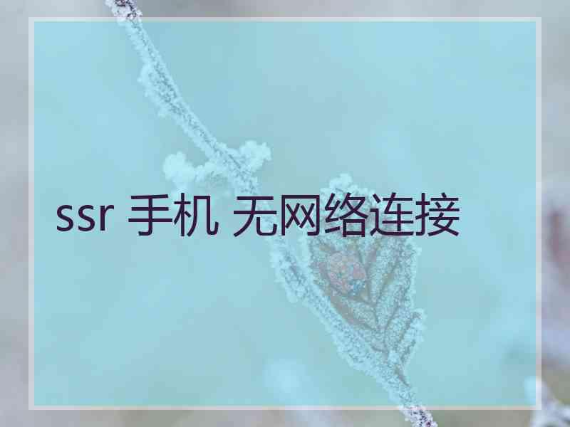 ssr 手机 无网络连接