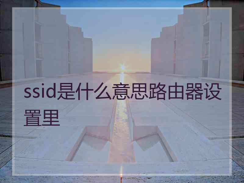 ssid是什么意思路由器设置里