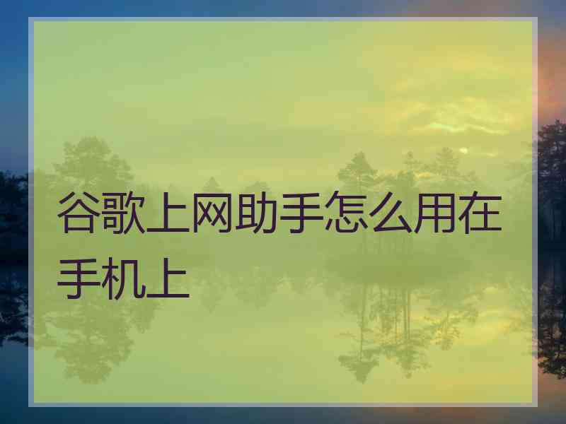 谷歌上网助手怎么用在手机上