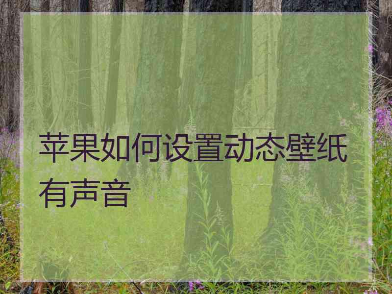 苹果如何设置动态壁纸有声音