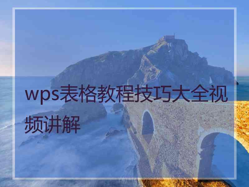 wps表格教程技巧大全视频讲解