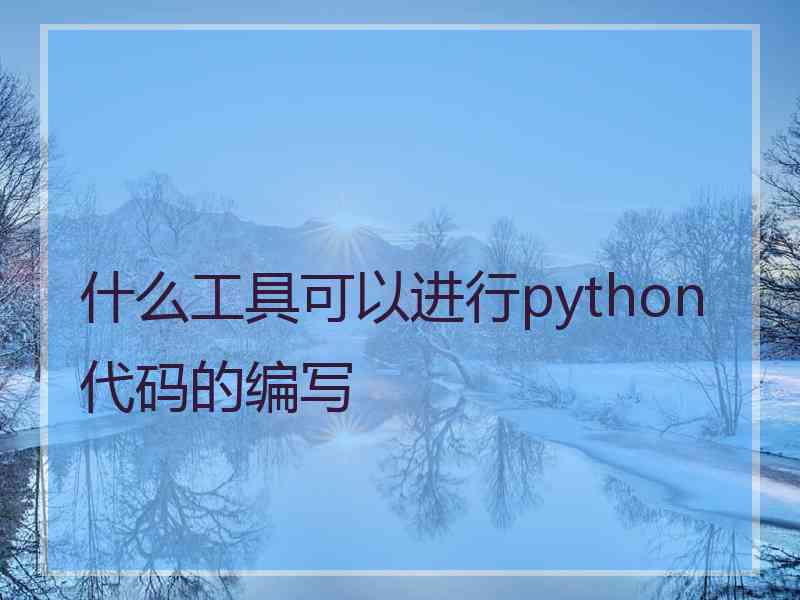 什么工具可以进行python代码的编写