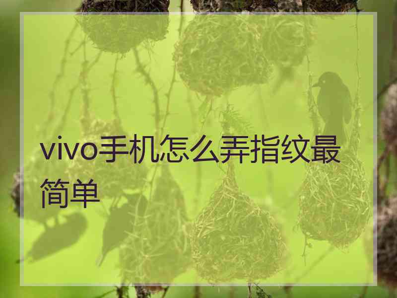 vivo手机怎么弄指纹最简单