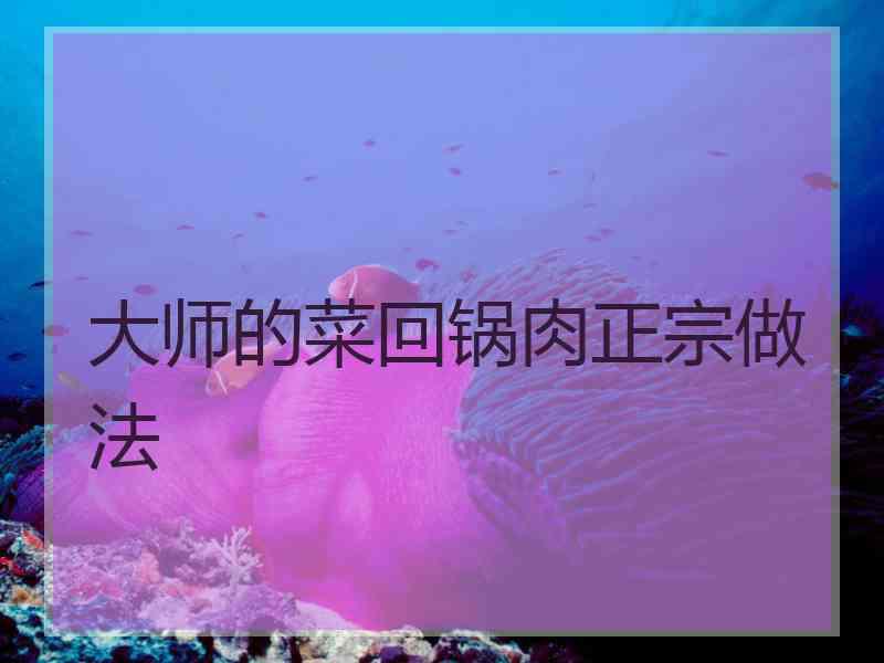 大师的菜回锅肉正宗做法