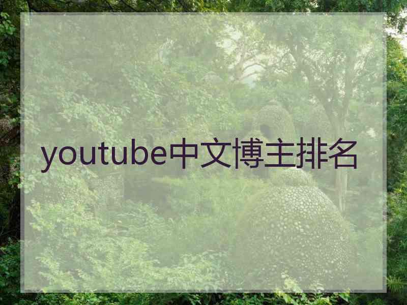 youtube中文博主排名