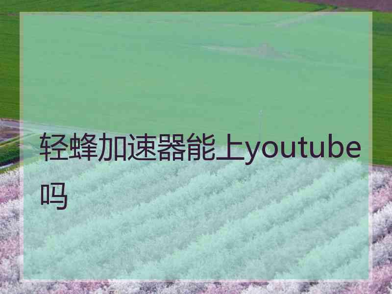 轻蜂加速器能上youtube吗