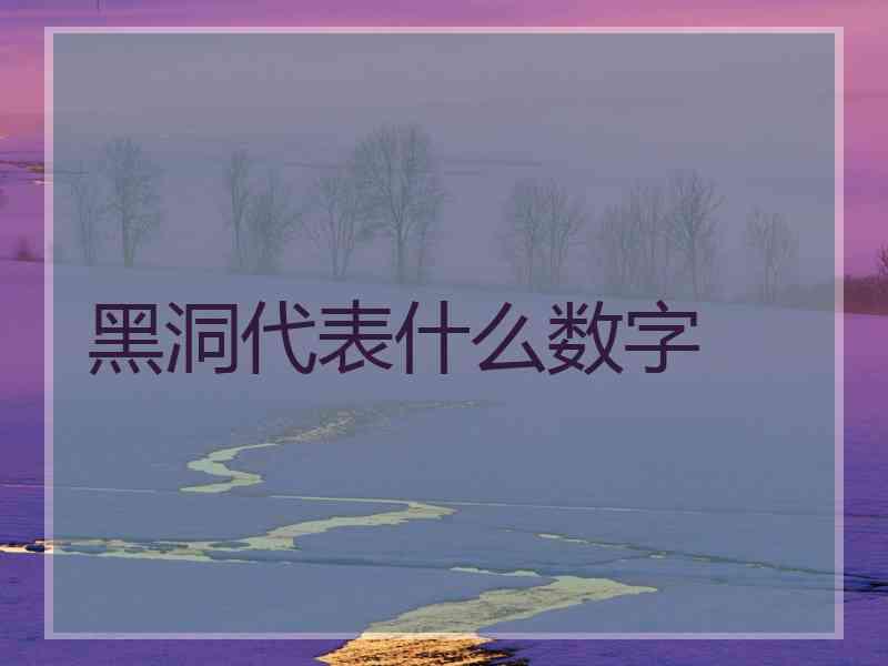 黑洞代表什么数字