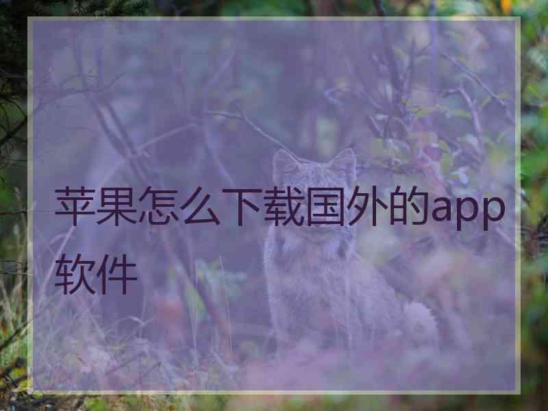 苹果怎么下载国外的app软件