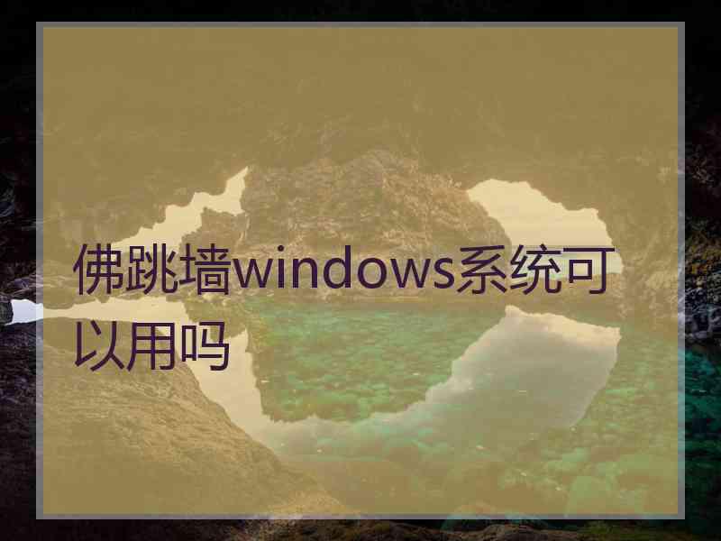 佛跳墙windows系统可以用吗